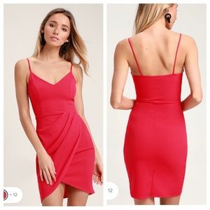 🆕 Lulu’s Exclusive “Forever Your Girl” Coral Pink Mini Bodycon Tulip Dress